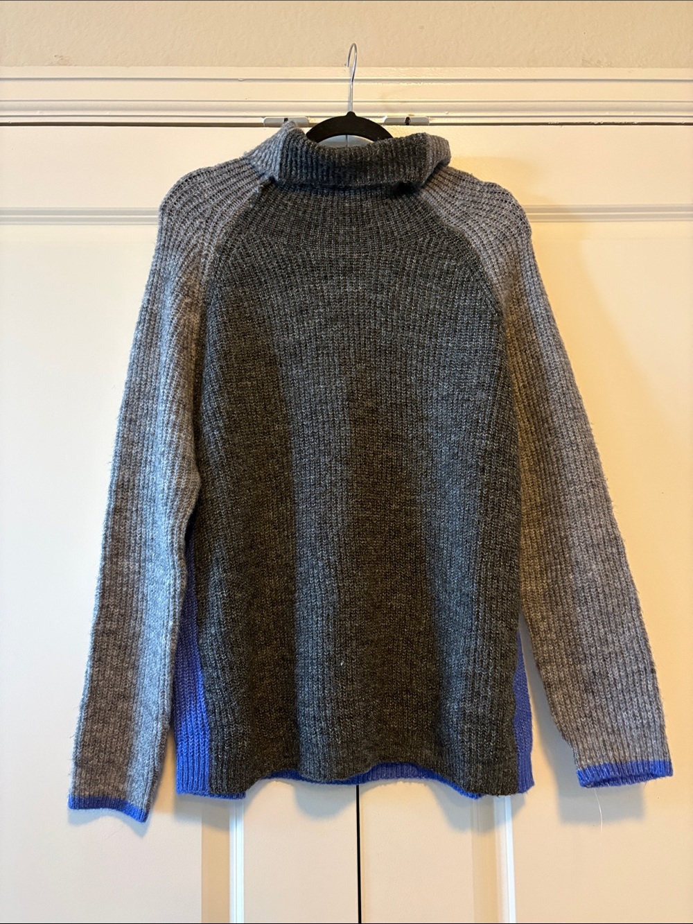 Women’s Two-Tone Gray & Blue Knit Sweater